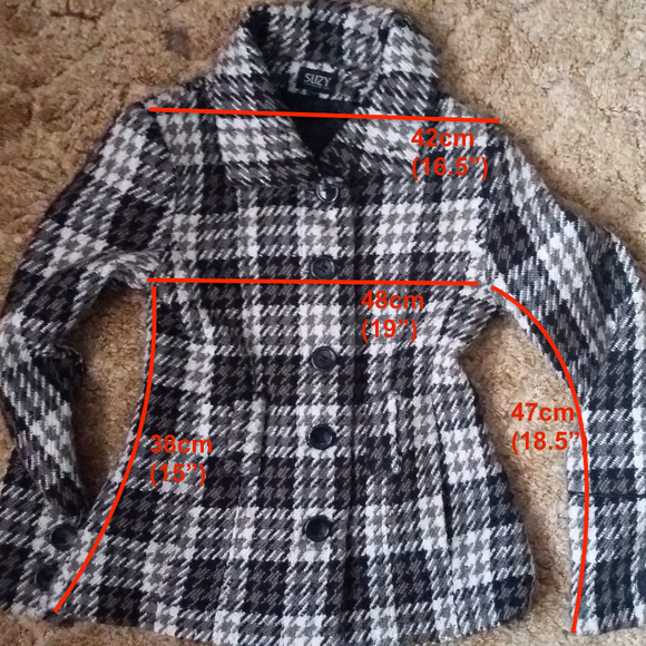 Suzy Shier Fall Winter Houndstooth Plaid Coat - Picture 3 of 6